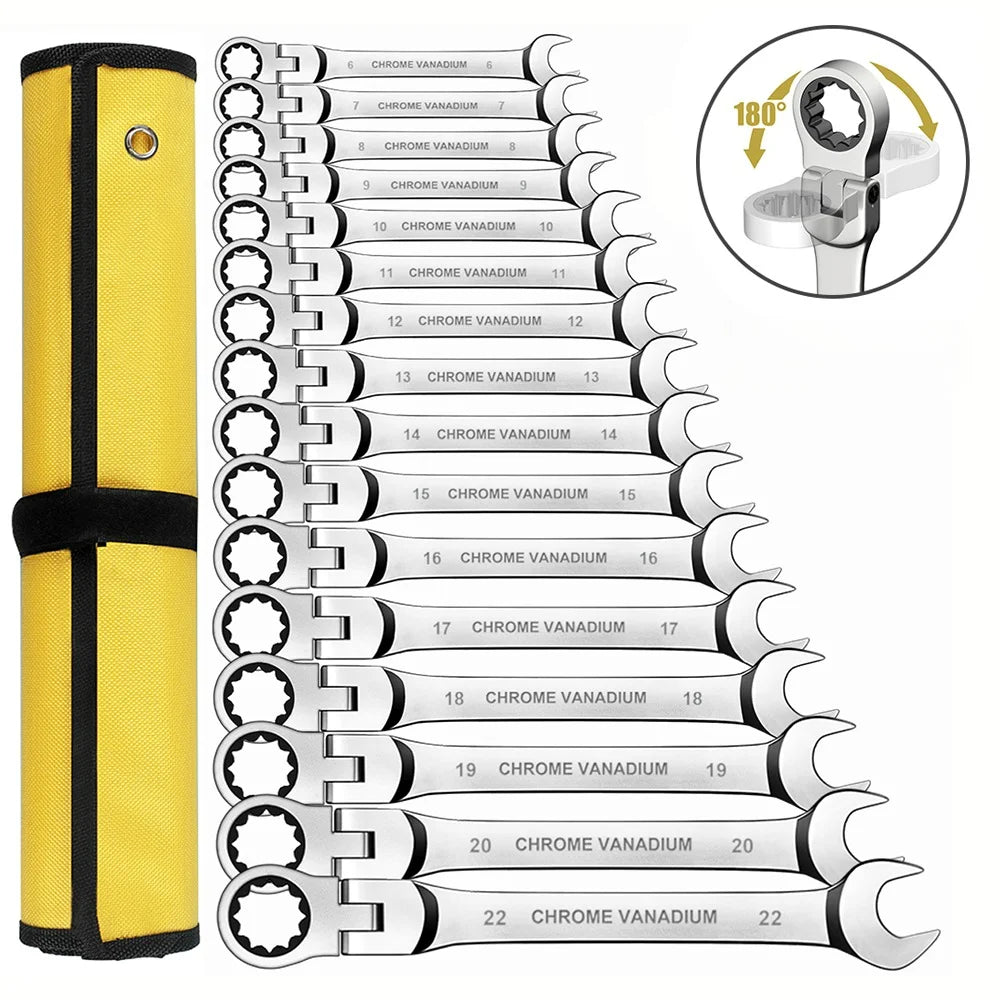 Double End Ratchet Wrench Set for Garage and Home Repair