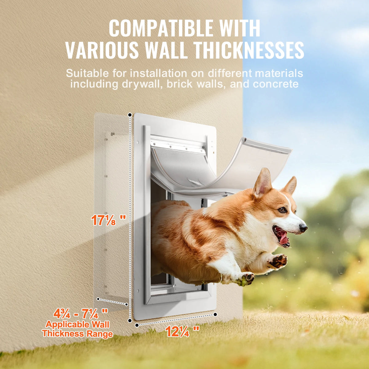 SucceBuy Metal Frame Pet Door With Lock And Weatherproof Flap