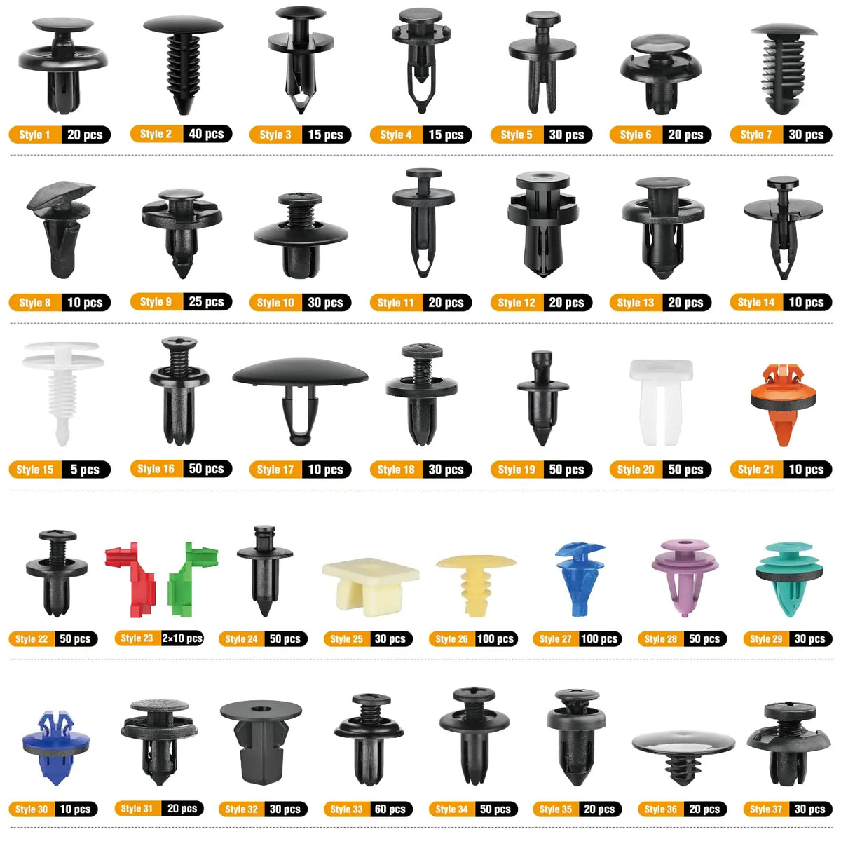 Universal Car Clip And Fastener Kit With Removal Tools
