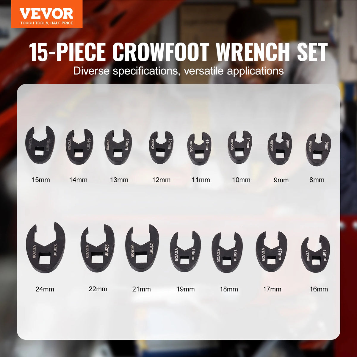 SucceBuy Chromium Vanadium Steel Crowfoot Wrench Set