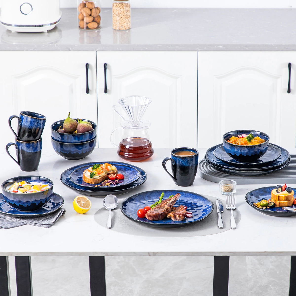 Vancasso Starry Ceramic Dinnerware Set with Plates and Bowls