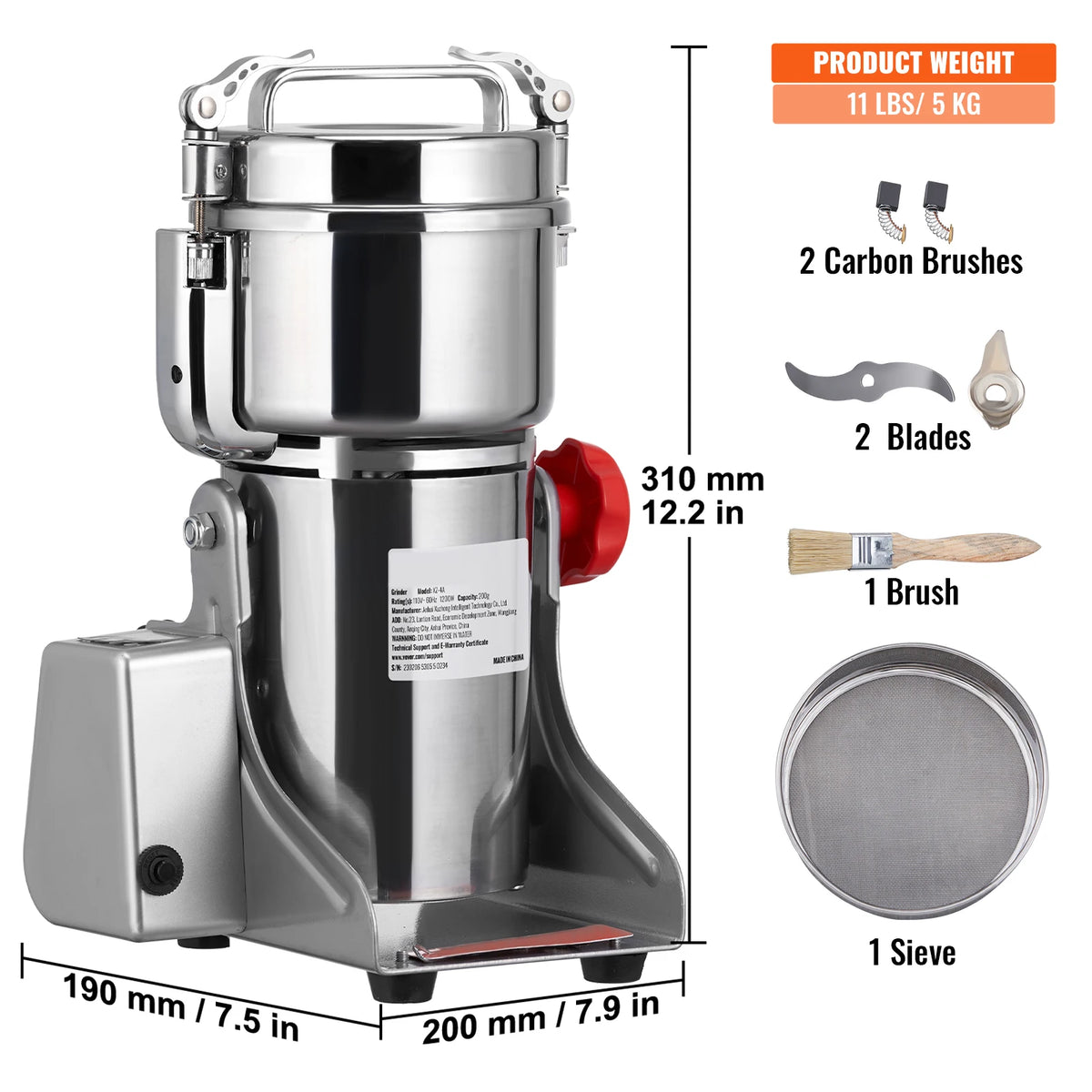 SucceBuy Commercial Electric Grain Mill and Spice Grinder