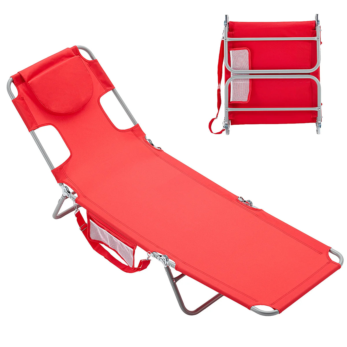 JHK Adjustable Reclining Foldable Outdoor Beach Lounge Chair