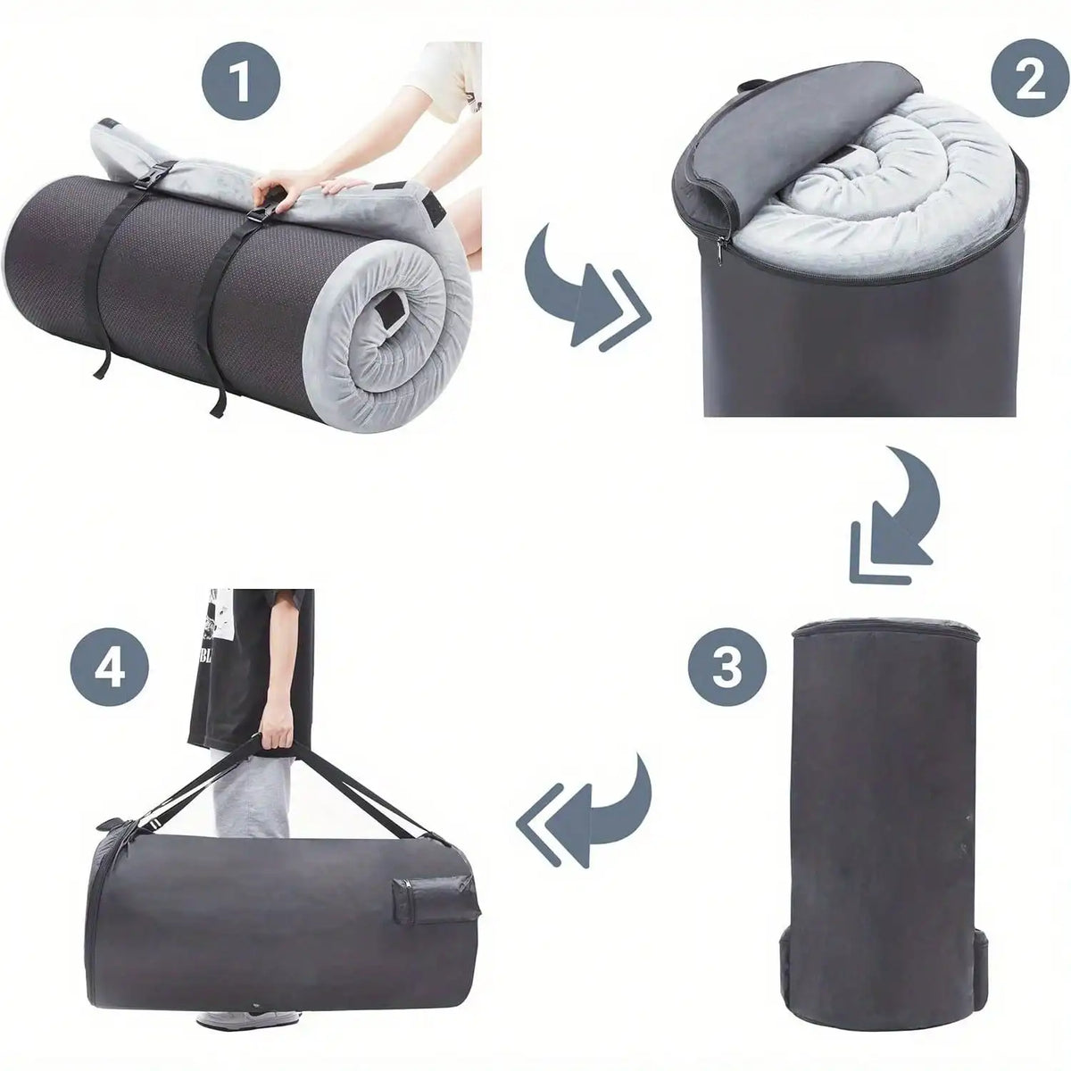 Waterproof Memory Foam Camping Sleeping Pad Roll-Up with Bag